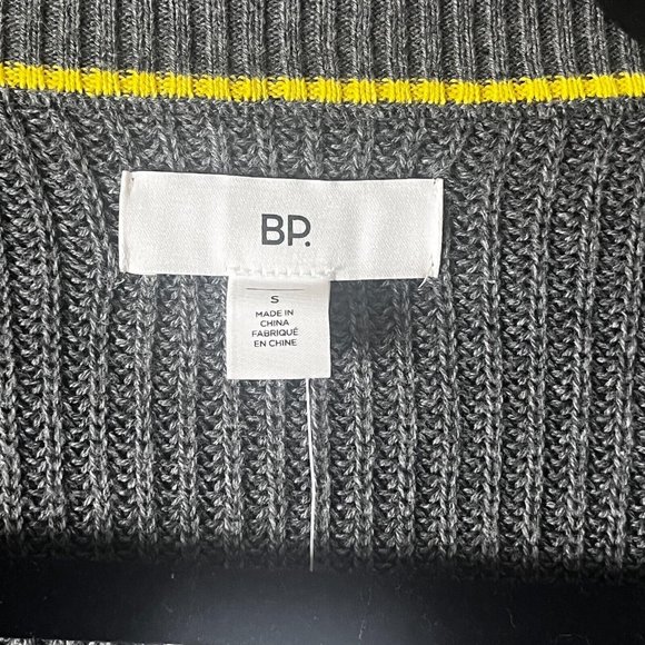 BP Colorblock Cardigan Sweater Button Front Varsity Knit Gray Navy Size Small - Picture 5 of 11